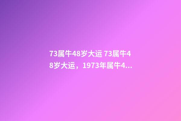 73属牛48岁大运 73属牛48岁大运，1973年属牛48岁2021命运-第1张-观点-玄机派